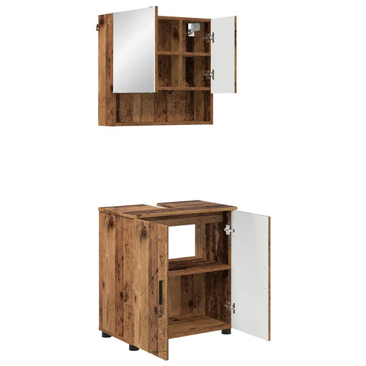 Bathroom Furniture Set 2 pcs Old Wood 61 x 35 x 64 cm Bathroom Furniture Set 2 pcs Old Wood 61 x 35 x 64 cm