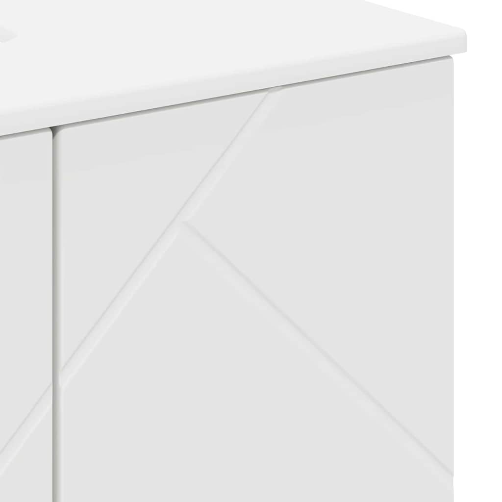 Bathroom Furniture Set 3 pcs White Engineered wood & Metal