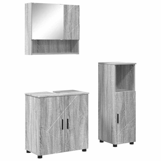 Bathroom Furniture Set 3 pcs Grey Sonoma 61 x 35 x 64 cm Bathroom Furniture Set 3 pcs Grey Sonoma 61 x 35 x 64 cm
