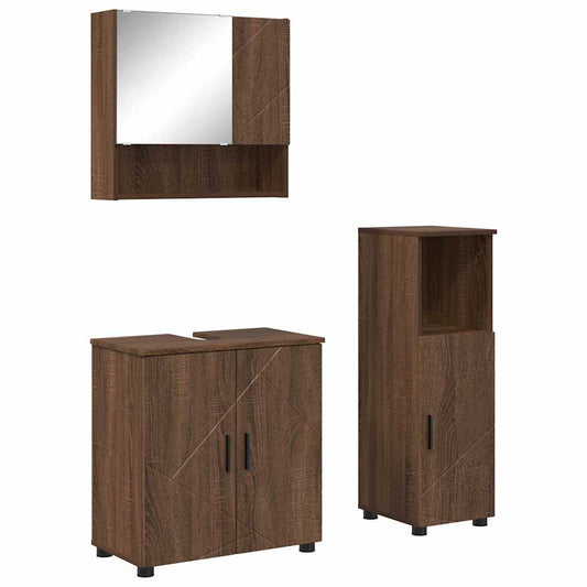 Bathroom Furniture Set 3 pcs Brown Oak Engineered wood & Metal Bathroom Furniture Set 3 pcs Brown Oak Engineered wood & Metal