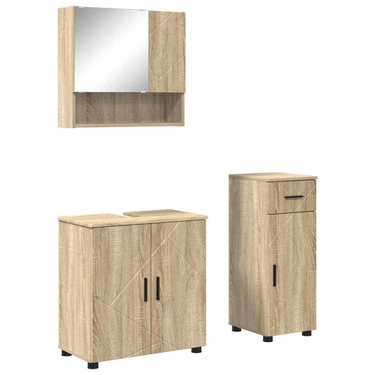 Bathroom Furniture Set 3 pcs Sonoma Oak 61 x 35 x 64 cm Bathroom Furniture Set 3 pcs Sonoma Oak 61 x 35 x 64 cm