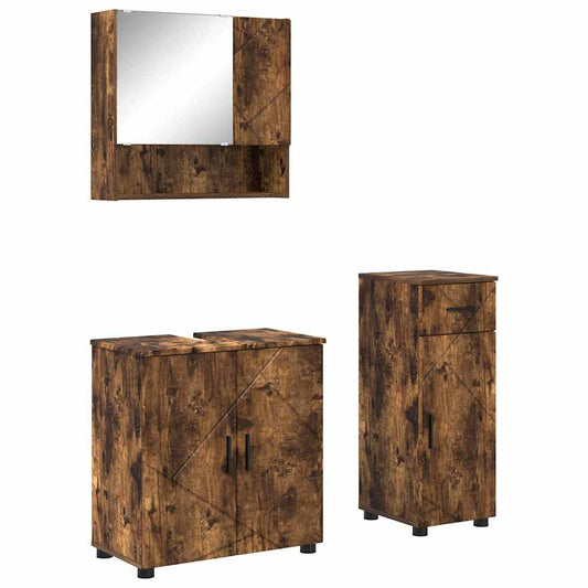 Bathroom Furniture Set 3 pcs Smoked Oak 61 x 35 x 64 cm Bathroom Furniture Set 3 pcs Smoked Oak 61 x 35 x 64 cm
