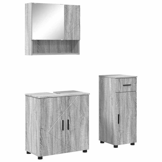 Bathroom Furniture Set 3 pcs Grey Sonoma 61 x 35 x 64 cm Bathroom Furniture Set 3 pcs Grey Sonoma 61 x 35 x 64 cm