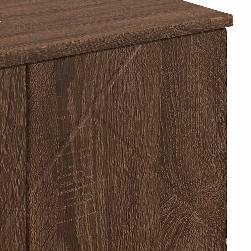 Bathroom Furniture Set 3 pcs Brown Oak Engineered wood & Metal