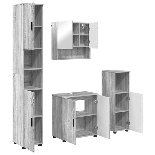 Bathroom Furniture Set 4 pcs Grey Sonoma 61 x 35 x 64 cm Bathroom Furniture Set 4 pcs Grey Sonoma 61 x 35 x 64 cm