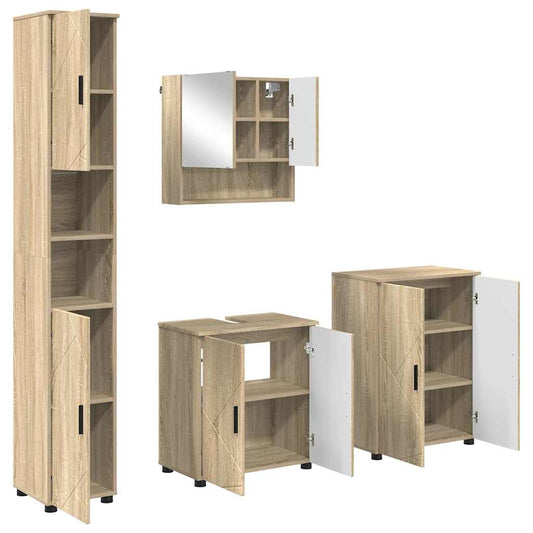 Bathroom Furniture Set 4 pcs Sonoma Oak 61 x 35 x 64 cm Bathroom Furniture Set 4 pcs Sonoma Oak 61 x 35 x 64 cm