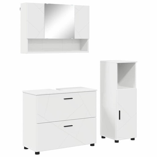 Bathroom Furniture Set 3 pcs White Engineered Wood and Metal Bathroom Furniture Set 3 pcs White Engineered Wood and Metal