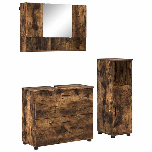 Bathroom Furniture Set 3 pcs Smoked Oak Bathroom Furniture Set 3 pcs Smoked Oak