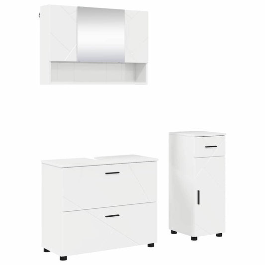 Bathroom Furniture Set with Drawer 3 pcs High Gloss White Bathroom Furniture Set with Drawer 3 pcs High Gloss White