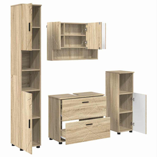 Bathroom Furniture Set 4 pcs Sonoma Oak Bathroom Furniture Set 4 pcs Sonoma Oak
