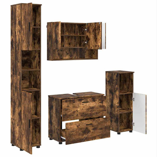 Bathroom Furniture Set 4 pcs Smoked Oak Bathroom Furniture Set 4 pcs Smoked Oak
