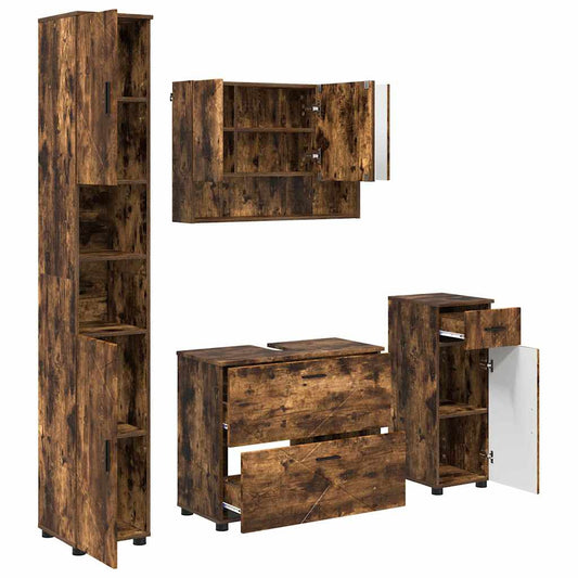 Bathroom Furniture Set 4 pcs Smoked Oak Bathroom Furniture Set 4 pcs Smoked Oak