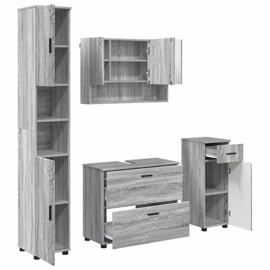 Bathroom Furniture Set 4 pcs Grey Sonoma Bathroom Furniture Set 4 pcs Grey Sonoma
