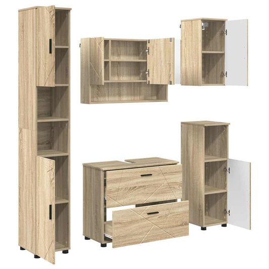 Bathroom Furniture Set 5 pcs Sonoma Oak Bathroom Furniture Set 5 pcs Sonoma Oak