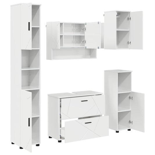 Bathroom Furniture Set 5 pcs High Gloss White Bathroom Furniture Set 5 pcs High Gloss White