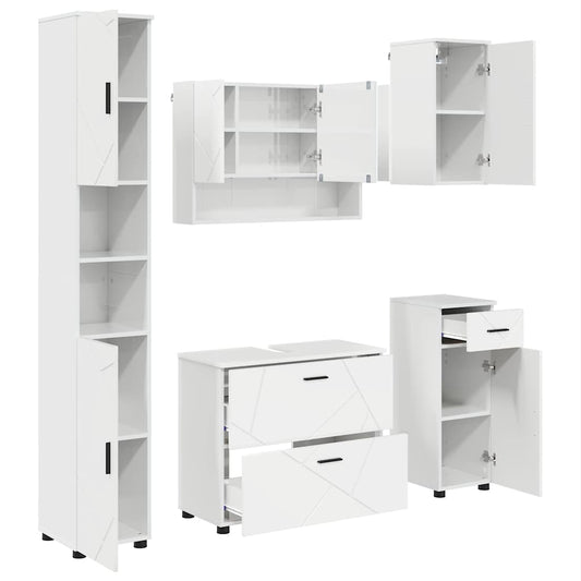 Bathroom Furniture Set 5 pcs High Gloss White Bathroom Furniture Set 5 pcs High Gloss White