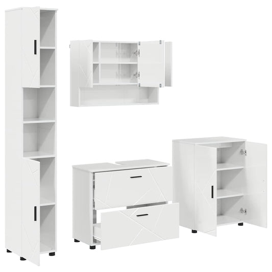 Bathroom Furniture Set with Drawer 4 pcs High Gloss White Bathroom Furniture Set with Drawer 4 pcs High Gloss White