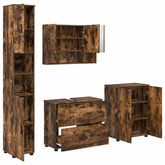 Bathroom Furniture Set 4 pcs Smoked Oak Bathroom Furniture Set 4 pcs Smoked Oak