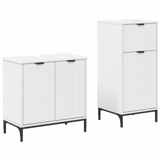 Bathroom Furniture Set 2 pcs White Engineered Wood and Metal Bathroom Furniture Set 2 pcs White Engineered Wood and Metal
