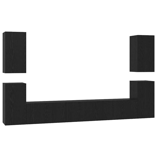 TV Cabinet Set Wall-mounted Black Oak Engineered Wood TV Cabinet Set Wall-mounted Black Oak Engineered Wood
