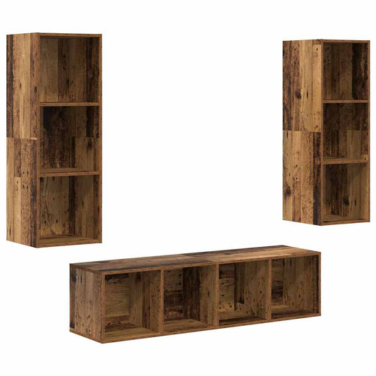 TV Cabinet Set Wall-mounted 3 pcs Old Wood Engineered Wood TV Cabinet Set Wall-mounted 3 pcs Old Wood Engineered Wood