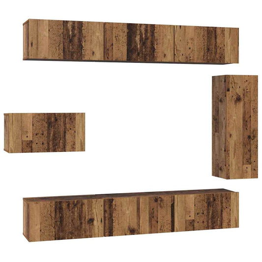 TV Cabinet Set Wall-mounted 8 pcs Old Wood Engineered Wood TV Cabinet Set Wall-mounted 8 pcs Old Wood Engineered Wood