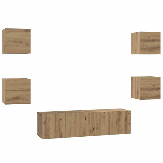 TV Cabinet Set Wall-mounted 6 pcs Artisan Oak Engineered Wood TV Cabinet Set Wall-mounted 6 pcs Artisan Oak Engineered Wood