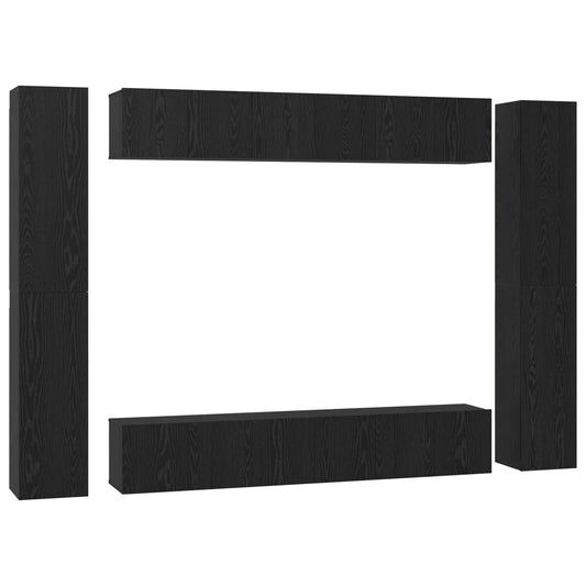 TV Cabinet Set Wall-mounted 10 pcs Black Oak Engineered Wood TV Cabinet Set Wall-mounted 10 pcs Black Oak Engineered Wood