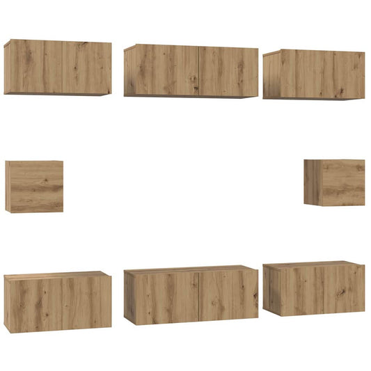 TV Cabinet Set Wall-mounted 8 pcs Artisan Oak Engineered Wood TV Cabinet Set Wall-mounted 8 pcs Artisan Oak Engineered Wood
