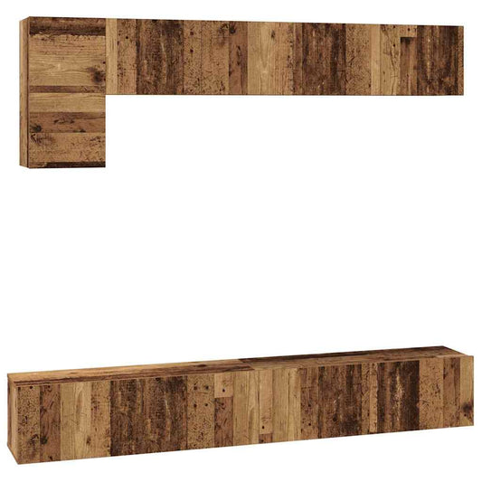 TV Cabinet Set Wall-mounted 5 pcs Old Wood Engineered Wood TV Cabinet Set Wall-mounted 5 pcs Old Wood Engineered Wood