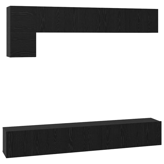 TV Cabinet Set 5 pcs Black Oak Engineered Wood TV Cabinet Set 5 pcs Black Oak Engineered Wood