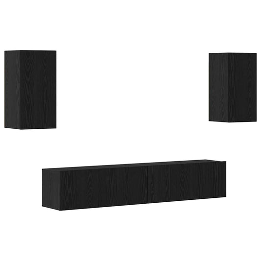 TV Cabinet Set 4 pcs Black Oak Engineered Wood TV Cabinet Set 4 pcs Black Oak Engineered Wood