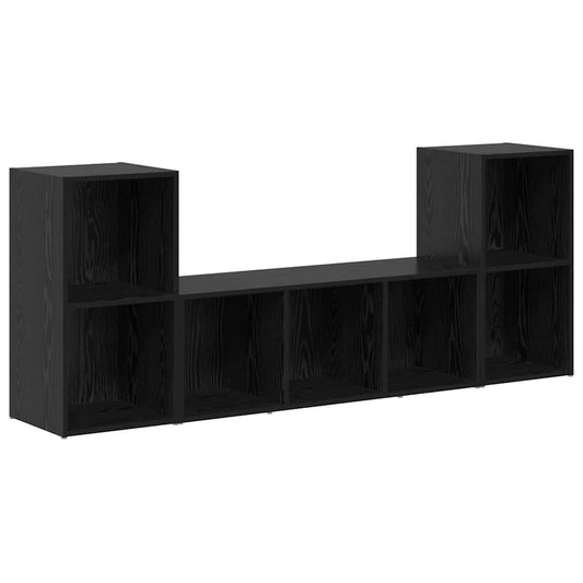 TV Cabinet Set Wall-mounted 3 pcs Black Engineered Wood TV Cabinet Set Wall-mounted 3 pcs Black Engineered Wood