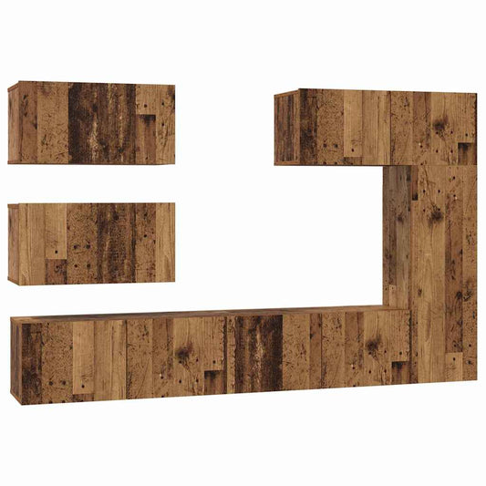 TV Cabinet Set 6 pcs Old Wood Engineered Wood TV Cabinet Set 6 pcs Old Wood Engineered Wood