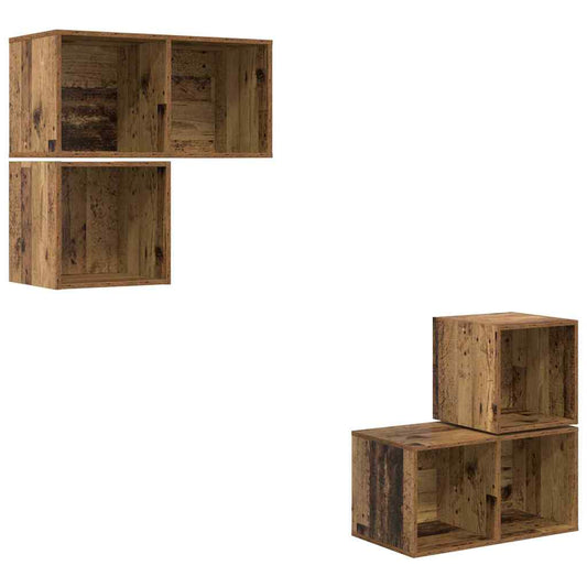 TV Cabinet Set Wall-mounted 4 pcs Old Wood Engineered Wood TV Cabinet Set Wall-mounted 4 pcs Old Wood Engineered Wood