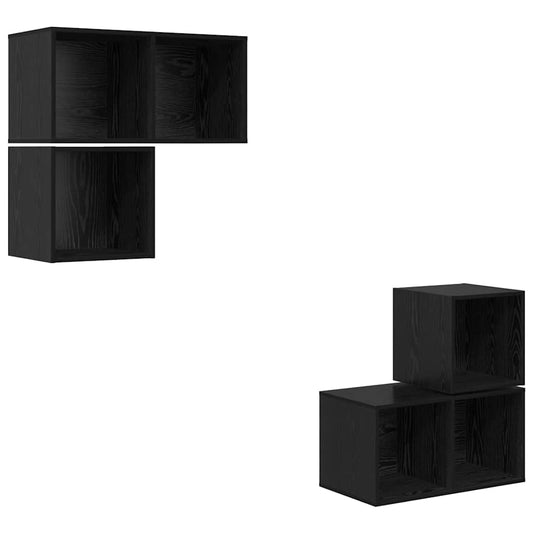 TV Cabinet Set 4 pcs Black Oak Engineered Wood TV Cabinet Set 4 pcs Black Oak Engineered Wood