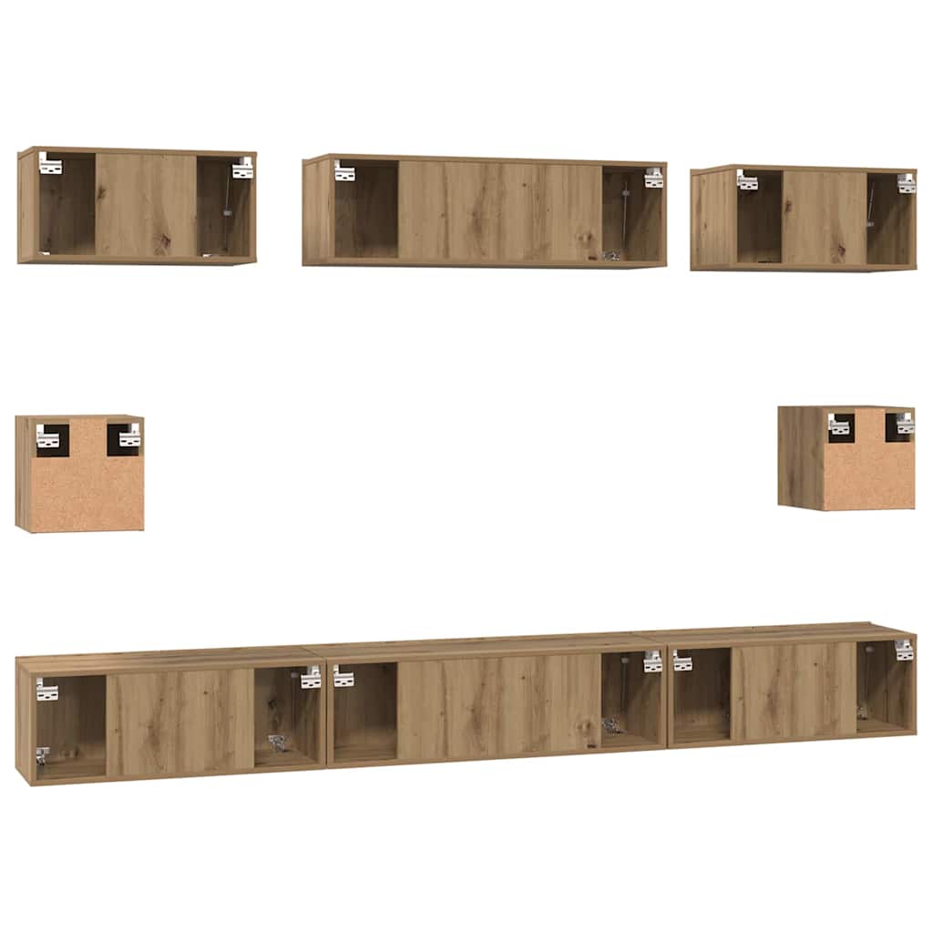 TV Cabinet Set Wall-mounted 8 pcs Artisan Oak Engineered Wood