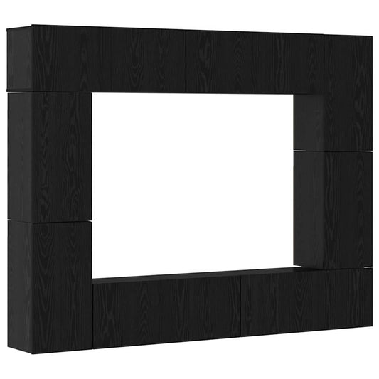 TV Cabinet Set 8 pcs Black Oak Engineered Wood TV Cabinet Set 8 pcs Black Oak Engineered Wood