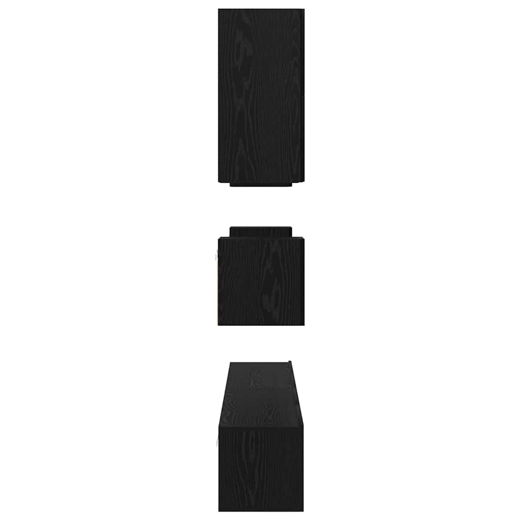 TV Cabinet Set 8 pcs Black Oak Engineered Wood