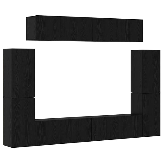 TV Cabinet Set Wall-mounted 8 pcs Black oak Engineered wood TV Cabinet Set Wall-mounted 8 pcs Black oak Engineered wood