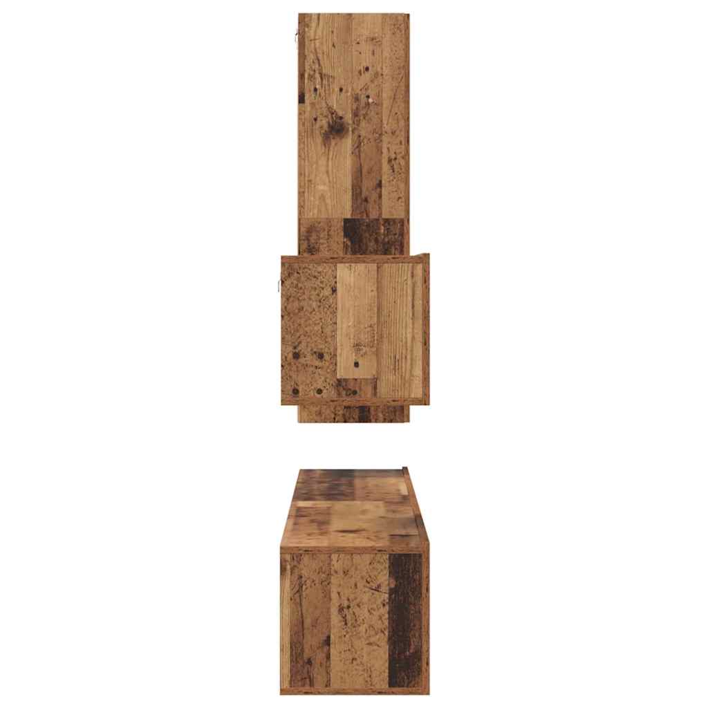 TV Cabinet Set with Drawer 4 pcs Old Wood Engineered Wood