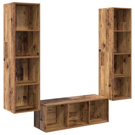TV Cabinet Set Wall-mounted 3 pcs Old Wood Engineered Wood TV Cabinet Set Wall-mounted 3 pcs Old Wood Engineered Wood