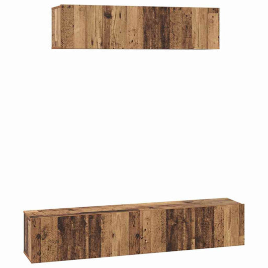 TV Cabinet Set Wall-mounted 4 pcs Old Wood Engineered Wood TV Cabinet Set Wall-mounted 4 pcs Old Wood Engineered Wood