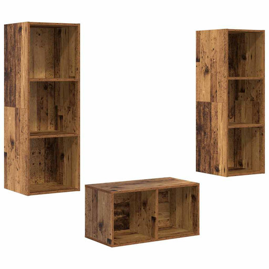 TV Cabinet Set Old Wood 37 x 37 x 107 cm Engineered Wood TV Cabinet Set Old Wood 37 x 37 x 107 cm Engineered Wood