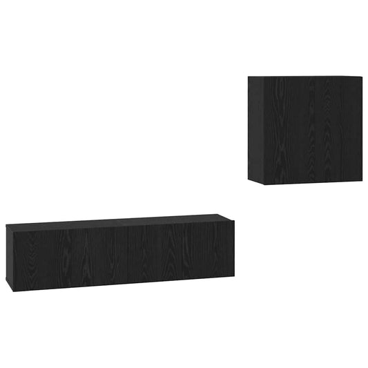 TV Cabinet Set Wall-mounted Black Oak Engineered Wood TV Cabinet Set Wall-mounted Black Oak Engineered Wood