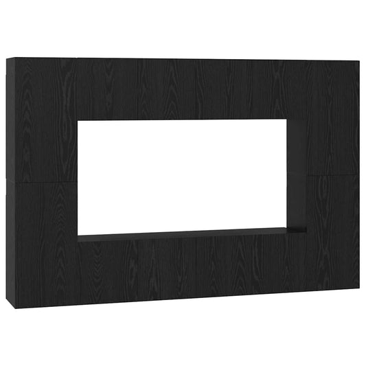 TV Cabinet Set Wall-mounted 8 pcs Black Oak Engineered Wood TV Cabinet Set Wall-mounted 8 pcs Black Oak Engineered Wood