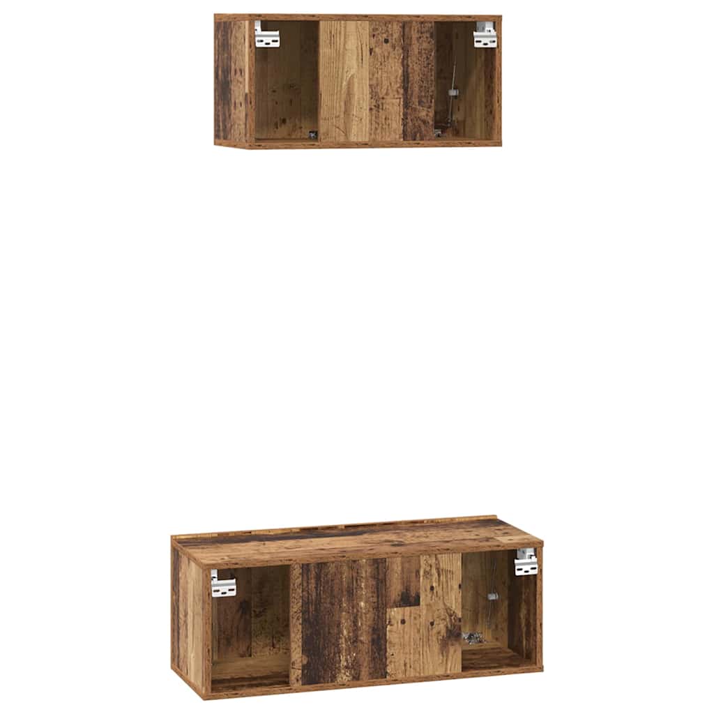 TV Cabinet Set Wall-mounted 2 pcs Old Wood Engineered Wood