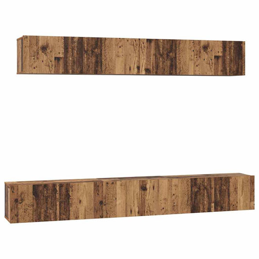TV Cabinet Set Wall-mounted 5 pcs Old Wood Engineered Wood TV Cabinet Set Wall-mounted 5 pcs Old Wood Engineered Wood