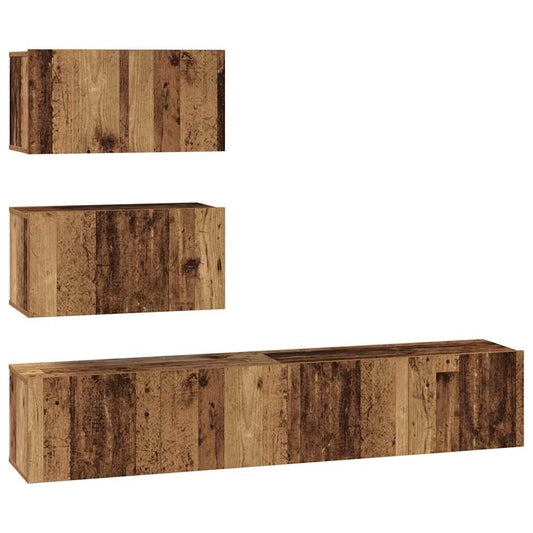 TV Cabinet Set Wall-mounted 4 pcs Old Wood Engineered Wood TV Cabinet Set Wall-mounted 4 pcs Old Wood Engineered Wood