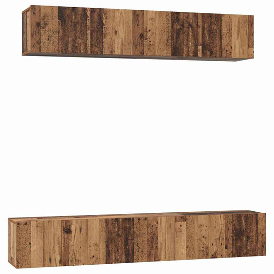TV Cabinet Set Wall-mounted 5 pcs Old Wood Engineered Wood TV Cabinet Set Wall-mounted 5 pcs Old Wood Engineered Wood